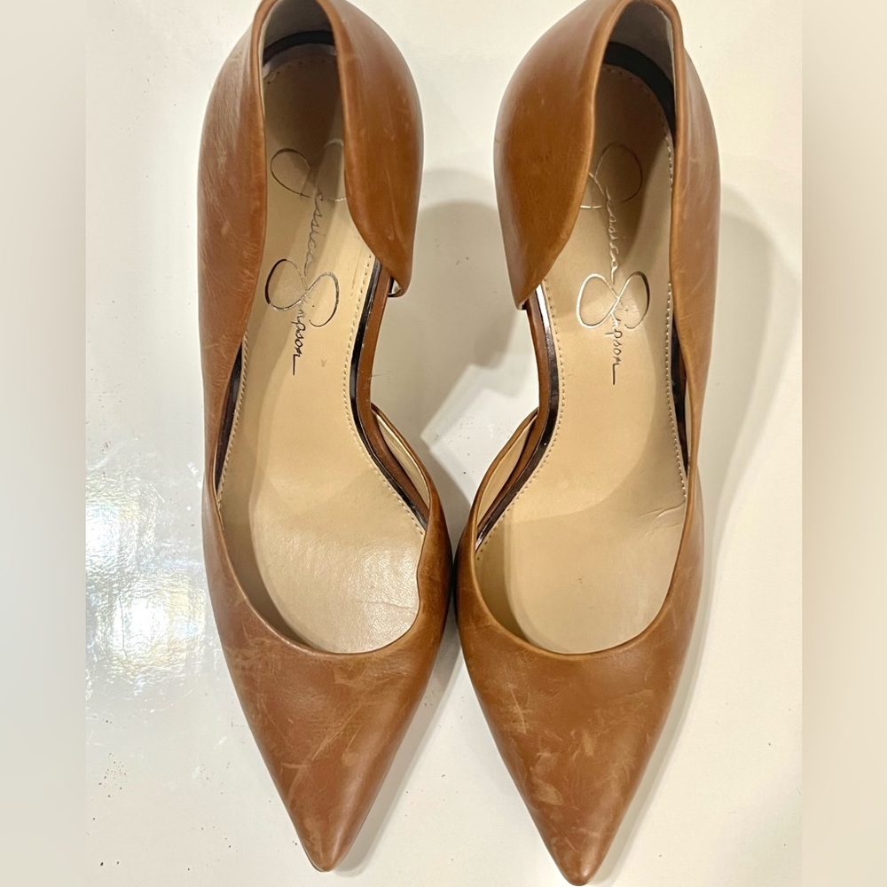 Jessica Simpson Claudette D'Orsay Leather Pumps High Heels Burnt Umber Sz 9 - Picture 4 of 11